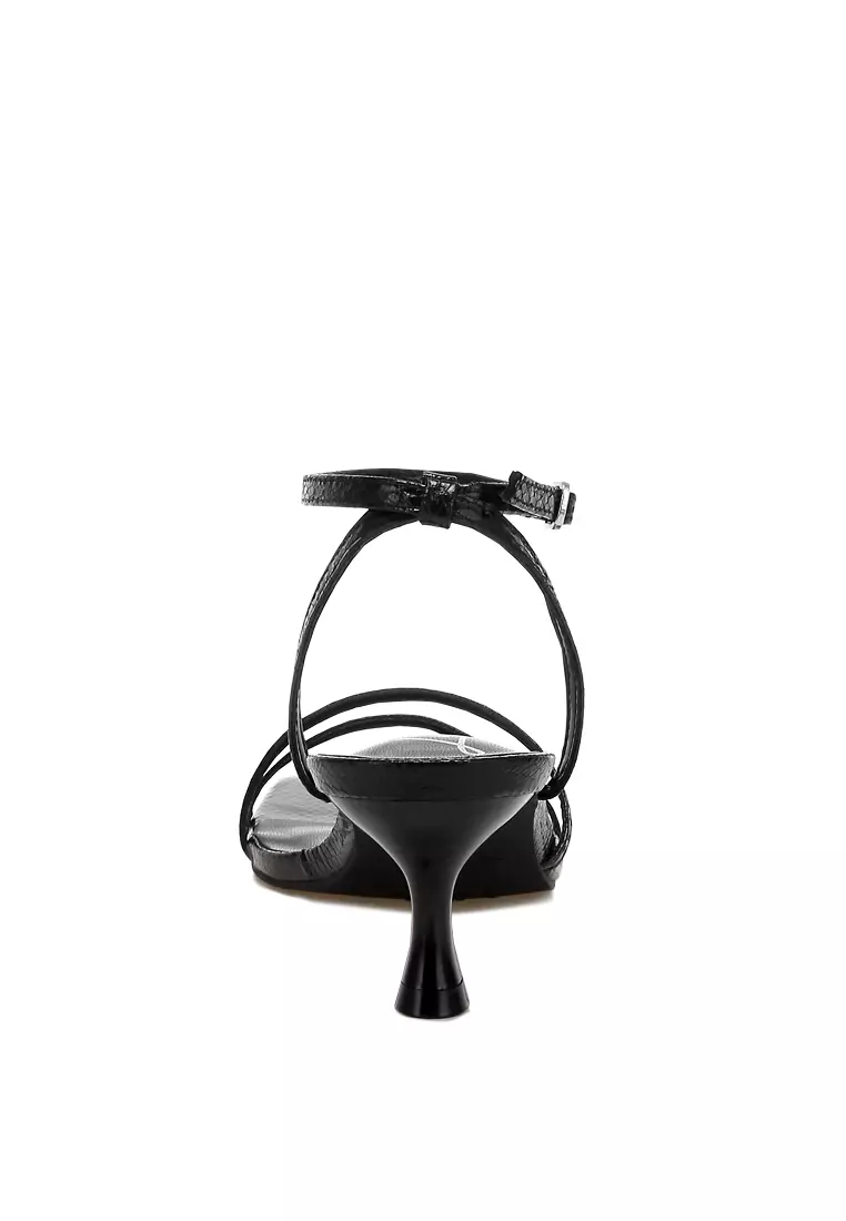 Sandal Bertali Kulit Imitasi Hitam