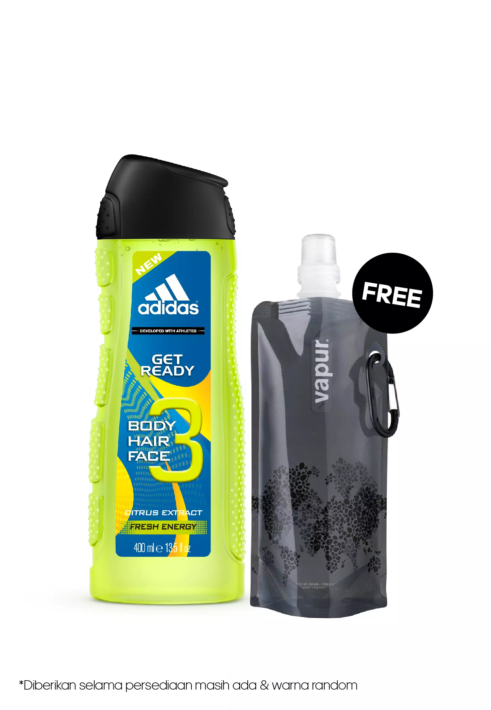 Jual Adidas Body Care ADIDAS Get Ready 3in1 Body Hair Face Shower Gel 400ml  FREE Pouch Original 2023 | ZALORA Indonesia ®