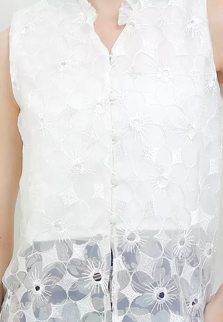 Sleeveless Inner Top Atasan Wanita Arumi Merona Spesial JFW Collection Arumi Putih Berfuring [Tanpa Setelan]