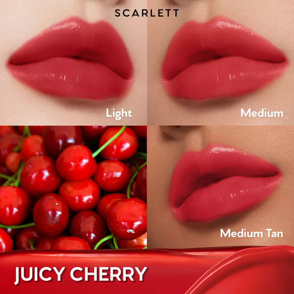 [NEW] SCARLETT GLASS GLOW TINTED LIP BALM JUICY CHERRY - Moisturizing & hydrating, natural lip color, plumpy lips, cover bibir gelap, mencerahkan bibir, UV Filter