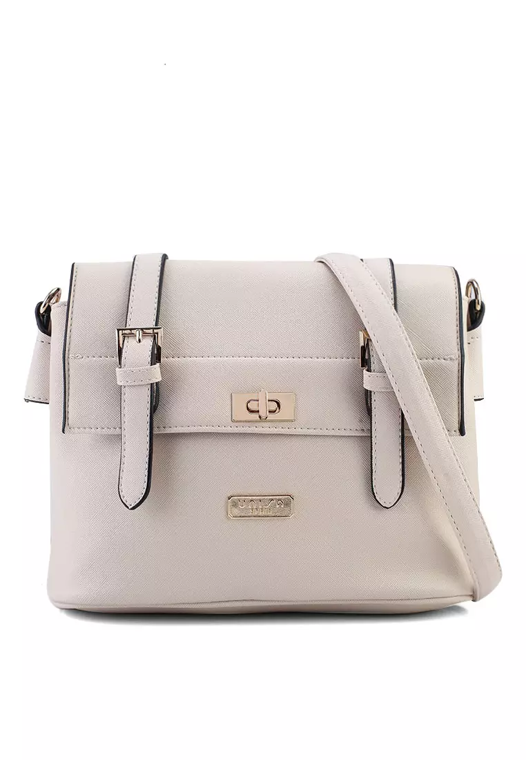 Saffiano Texture Mini Sling Bag With Turn Lock