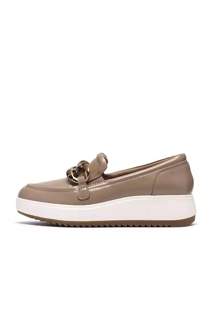 Womens Zylah May Loafers Taupe Leather - Wide Fit