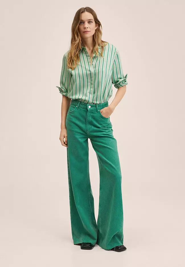 Color Washed Wide Leg Jeans