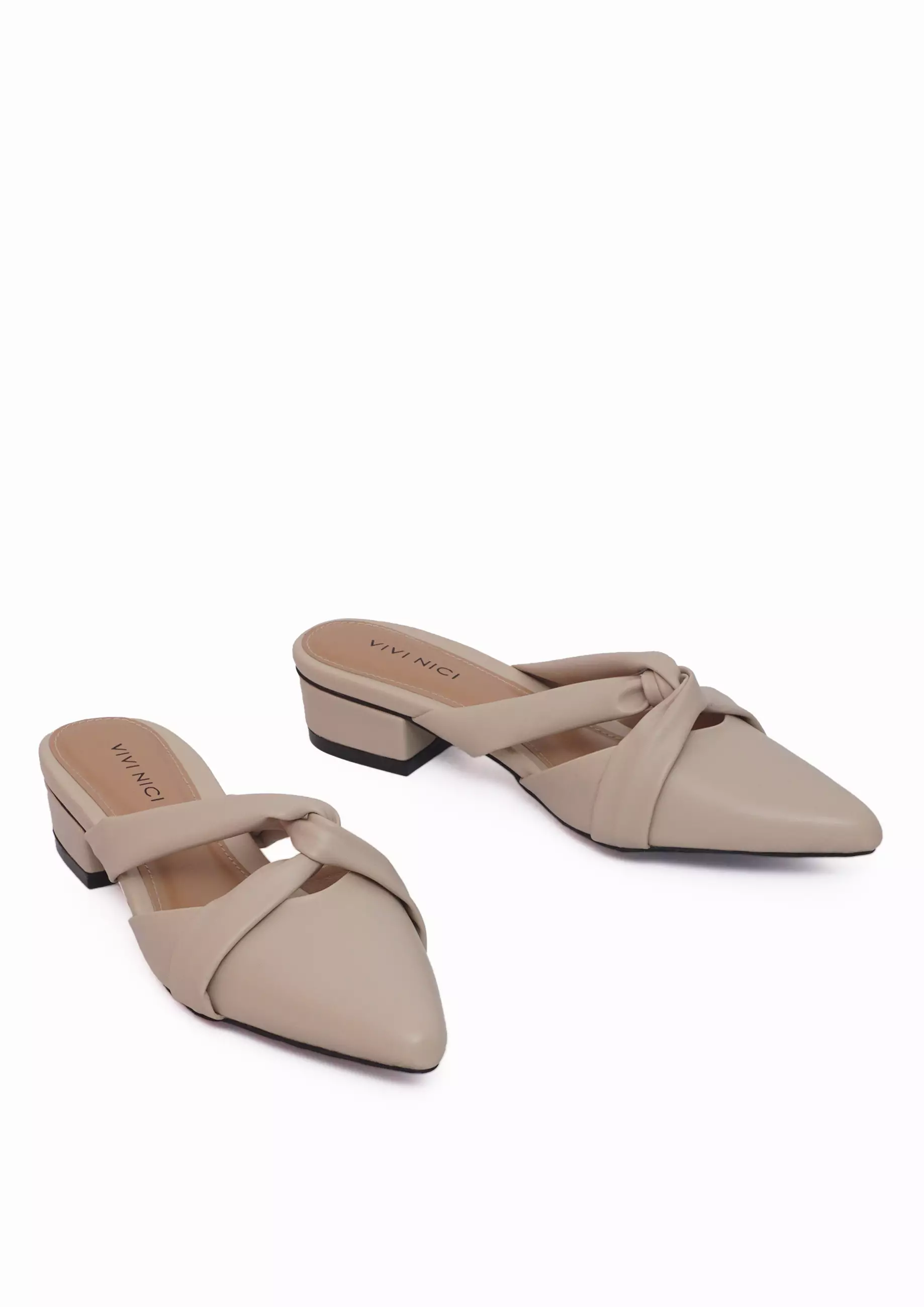 VIVI NICI - Peggy Sepatu Sandal Mules Wanita Hak 3 Cm Cannoli Cream