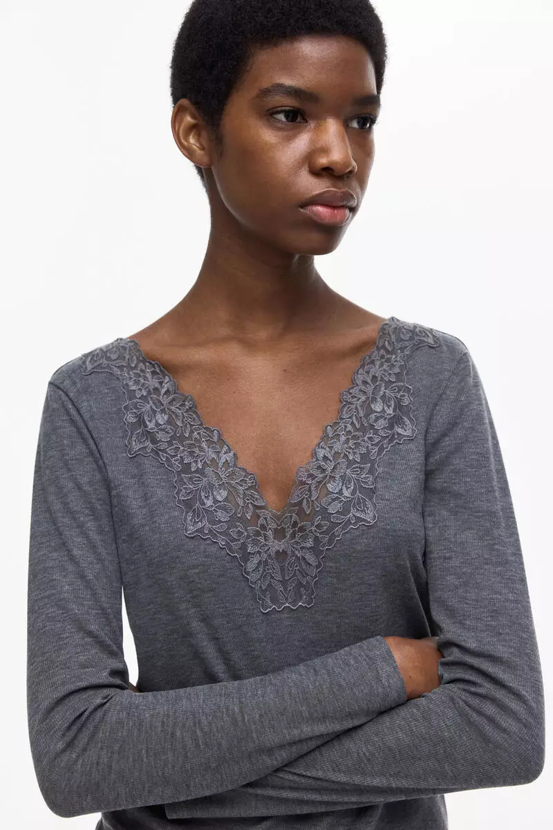 Lace-trimmed top