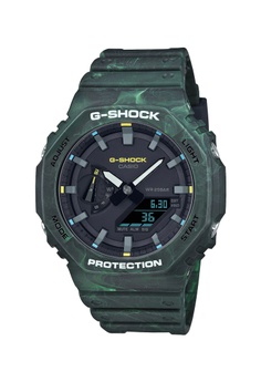 G-SHOCK Casio G-Shock Men's Analog Digital Watch GA-2100 Series Green Resin Band Sport Watch GA-2100FR-3A