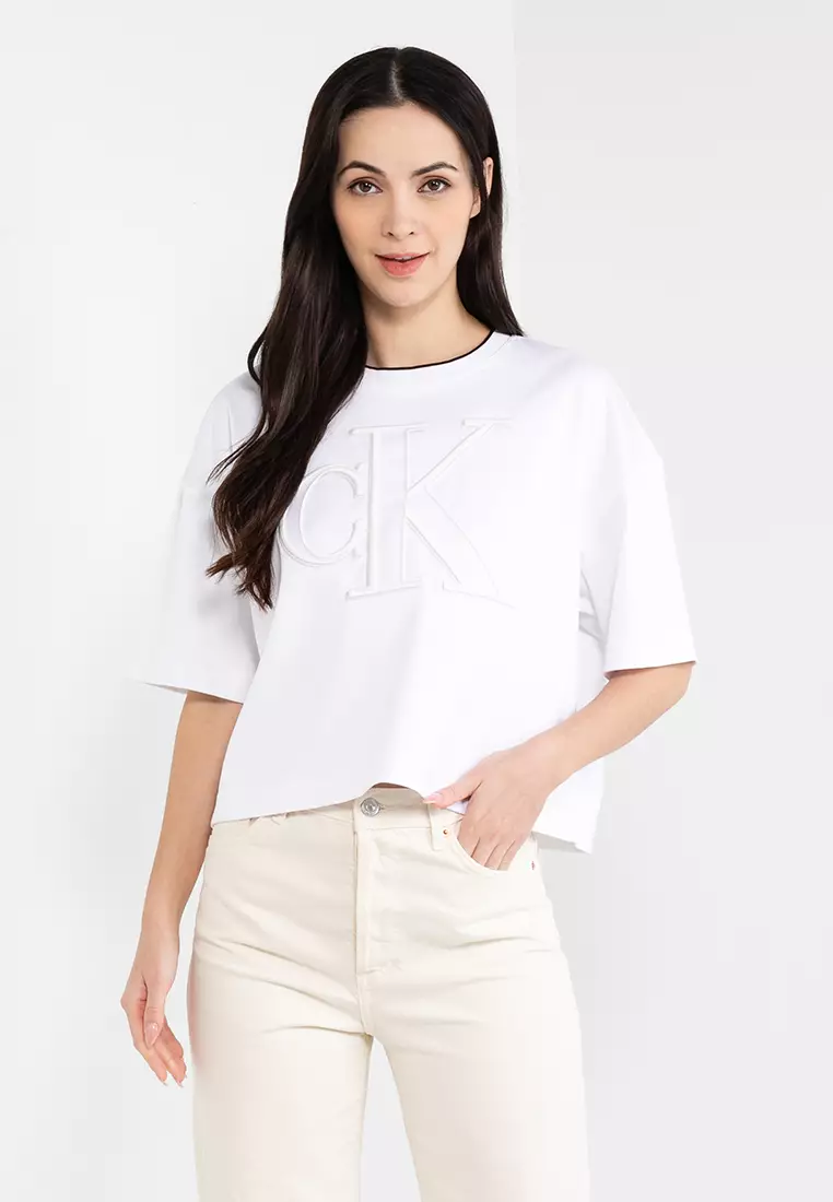 Buy Calvin Klein Capsule Cropped Tee - Calvin Klein Jeans Apparel in Bright  White/Metalli 2024 Online