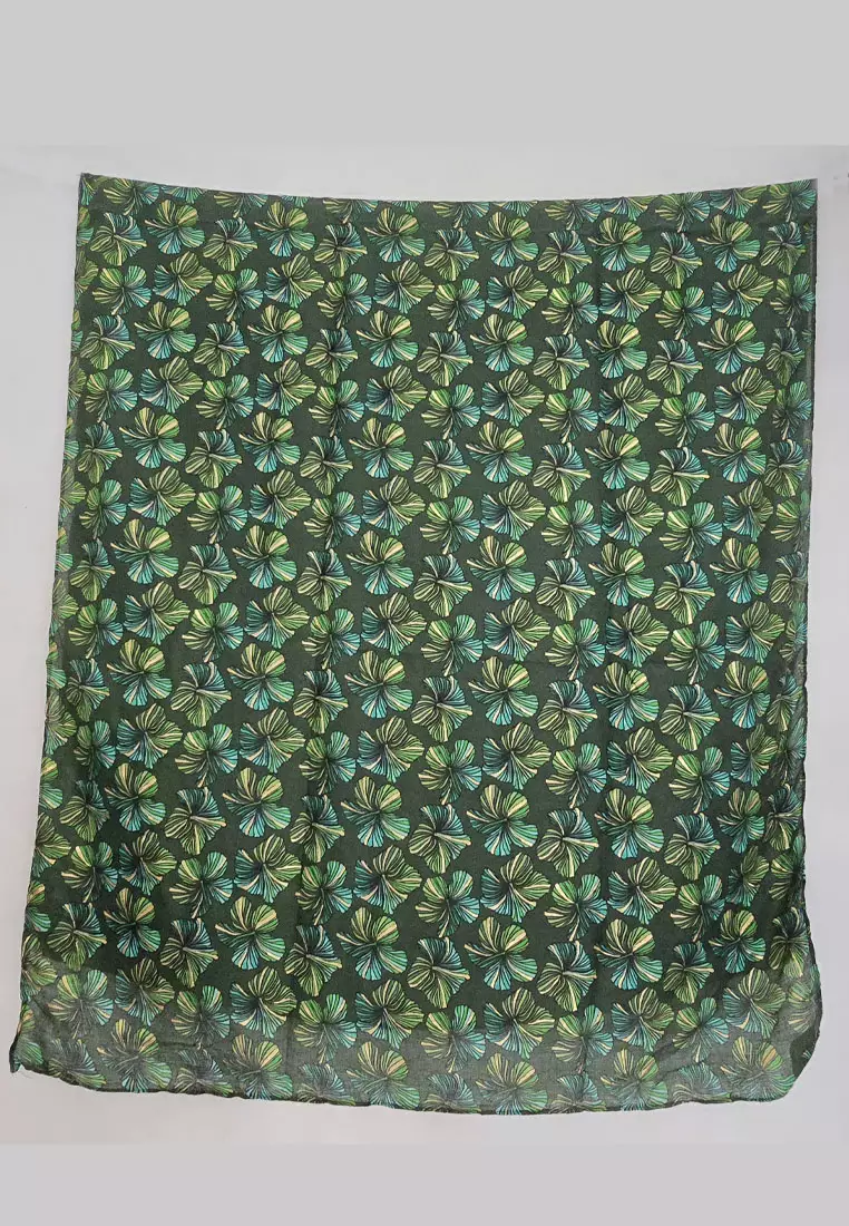 Aksesoris Wanita Orchid Gold Dust Embellish Syal Wanita Prada Viscose Pashmina Shawl Green & Gold