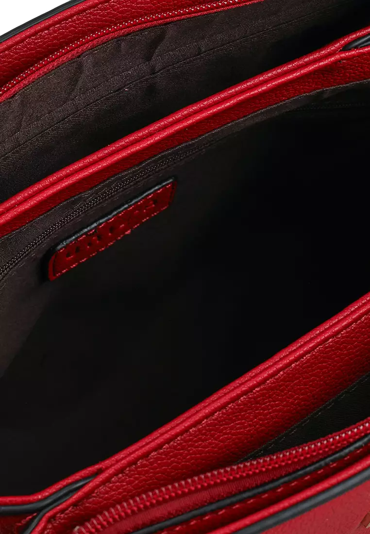 Pebbled Multi-Compartment Top Handle Bag