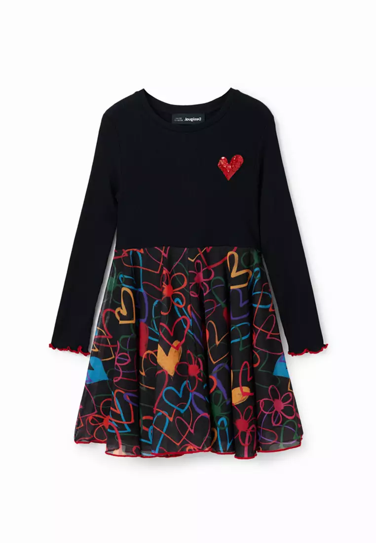 Desigual Girl Short combination heart dress.
