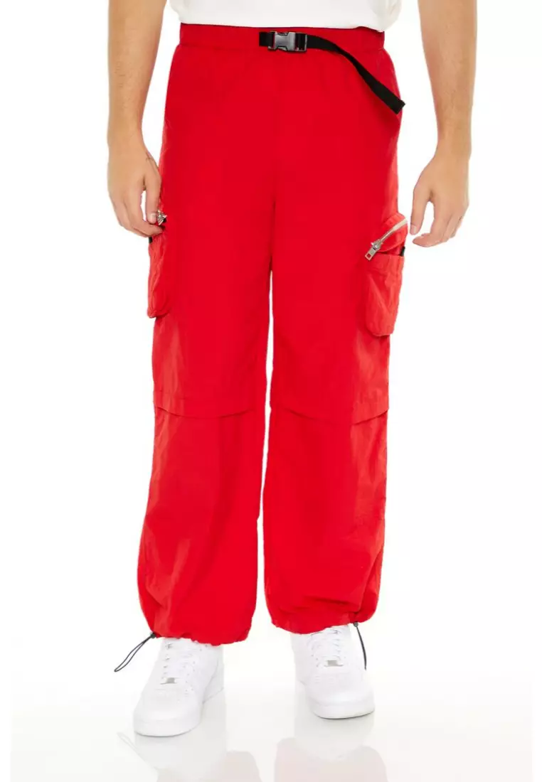 Red cargo pants forever 21 sales