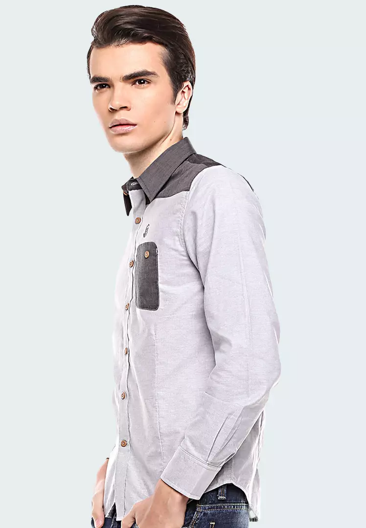 Johnwin - Kemeja Casual - Kemeja Lengan Panjang - Abu - ASH.670.G871.570.C-L/S