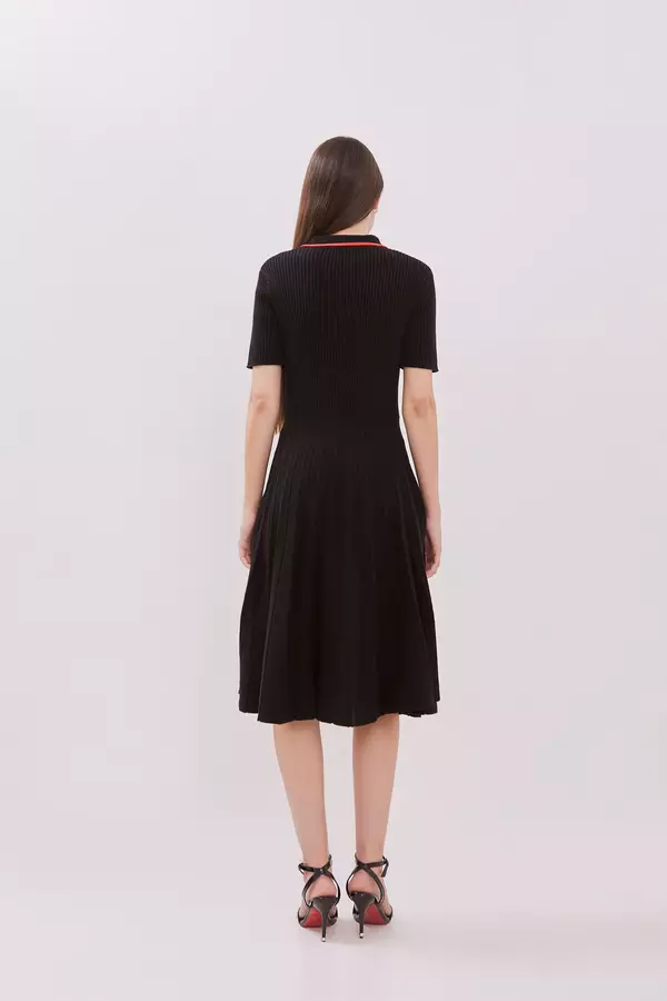 MINIMAL - Carina - Dress Rajut Lipit - Black Colour Black