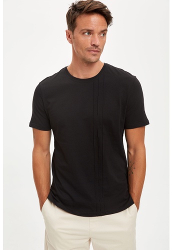DeFacto black Short Sleeve Round Neck Cotton Basic T-Shirt 2F39EAAD029B95GS_1
