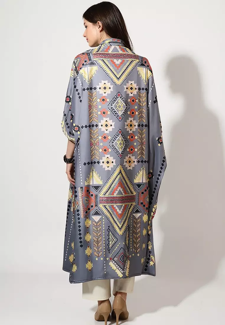 Kanzi Exclusive Short Sleeve Abstrac Kaftan