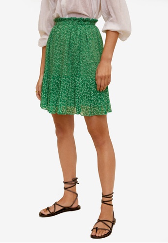 Green pleated skirt mango sale