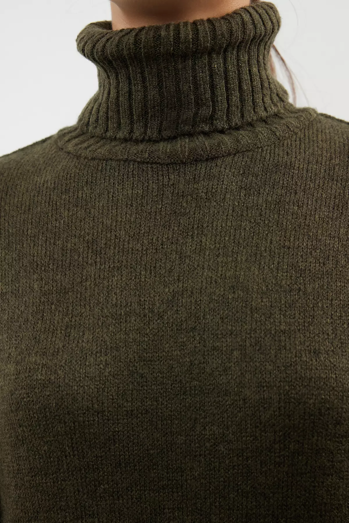 Khaki Midi Wide Fit Soft Texture Knitwear Dress