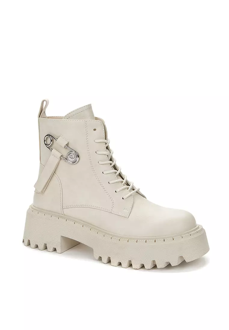 White lace up ankle new arrivals boots