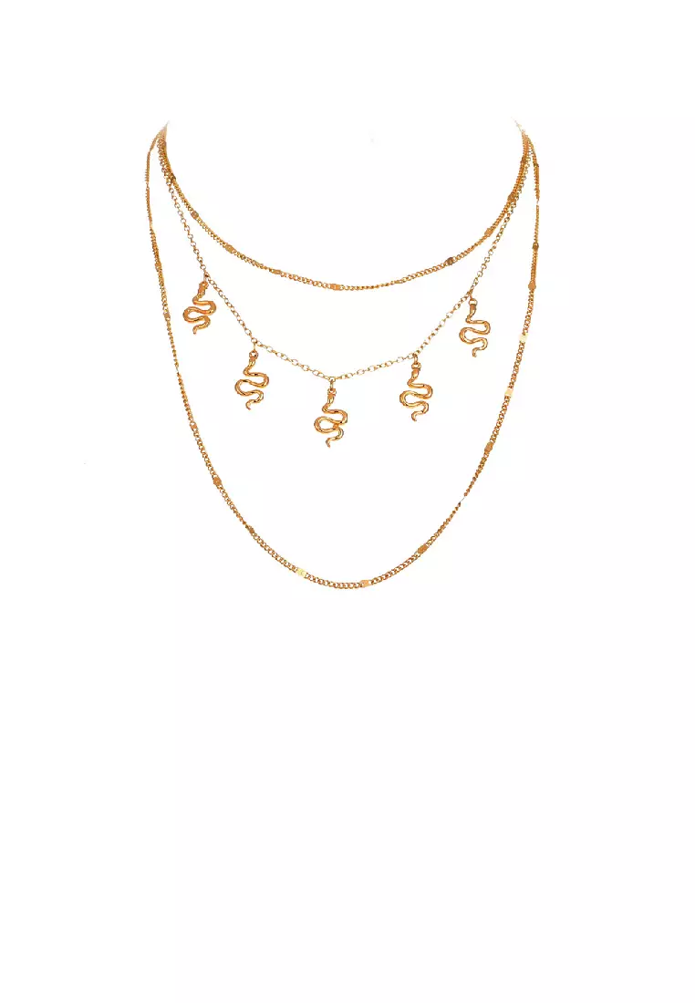 Buy Glamorousky Fashion Personality Plated Gold Snake Multi layer