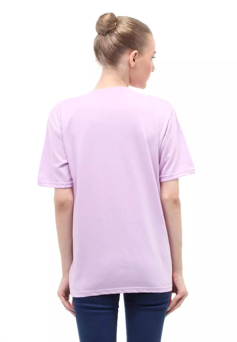 Heller Kaos Atasan Wanita Oversize Motif Print Short Sleeves Relaxed Fit - Lepen Lilac