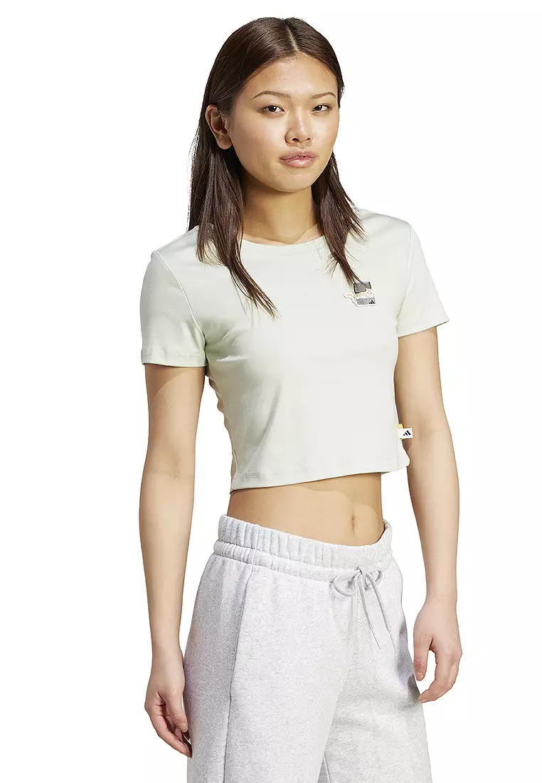 Cat Patch Cropped Graphic T-Shirt