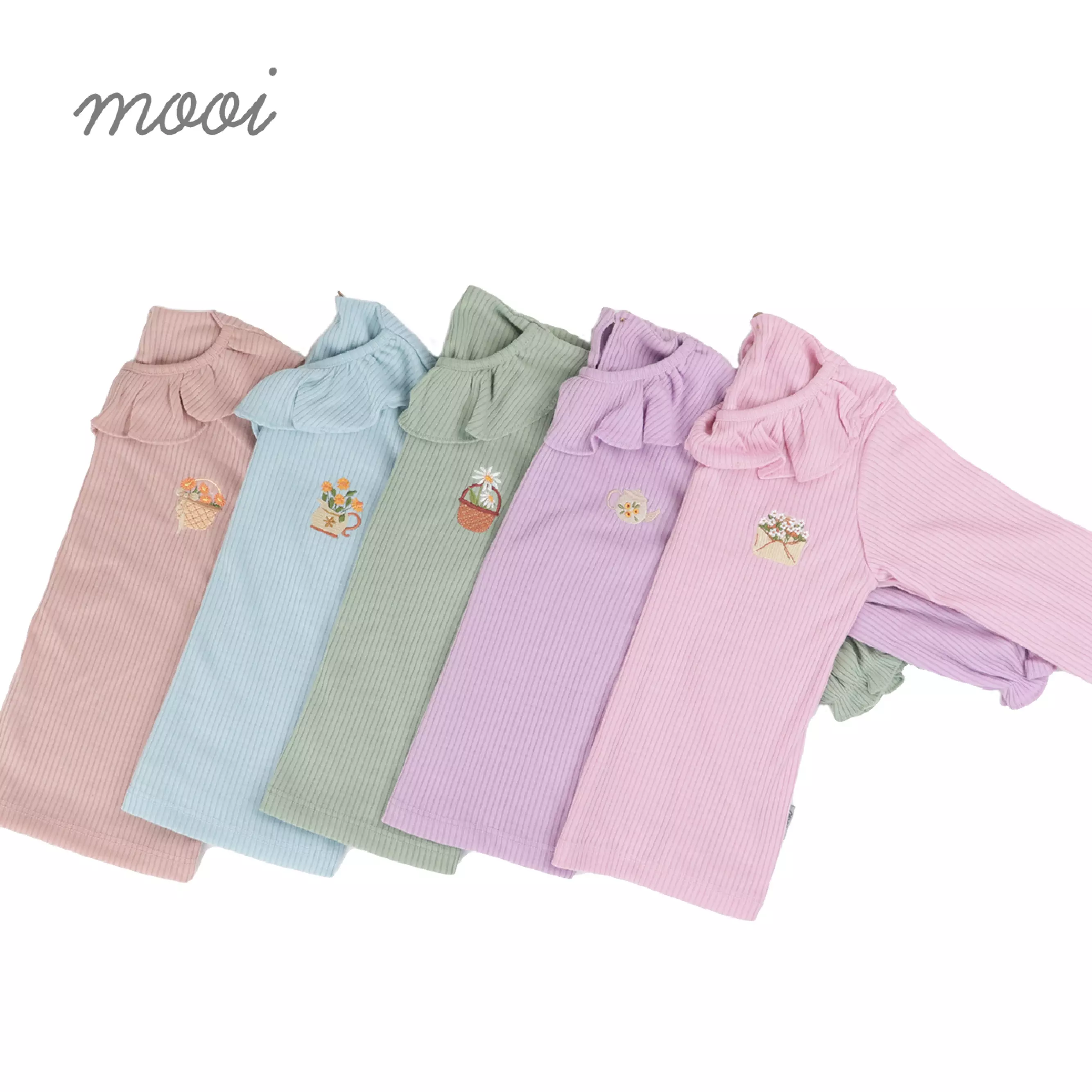 Mooi Atasan Anak Perempuan Mia Top Rib - Violet