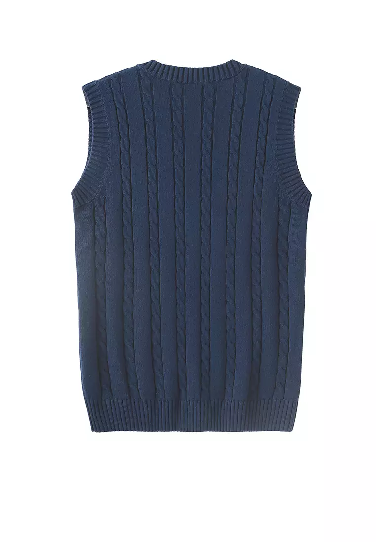 V-neck Jacquard Knitted Vest XH1823