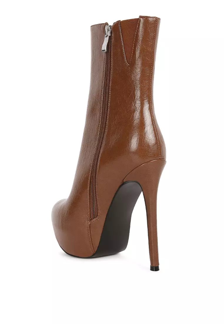 Tan stiletto ankle boots hotsell