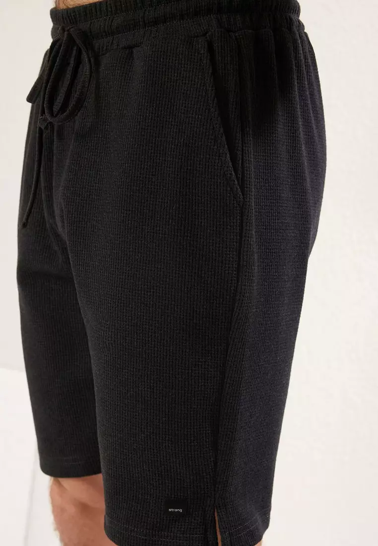 Anthracite Regular Cut Textured Fabric Tagged Polo Neck Tracksuit TMNSS23EM00003