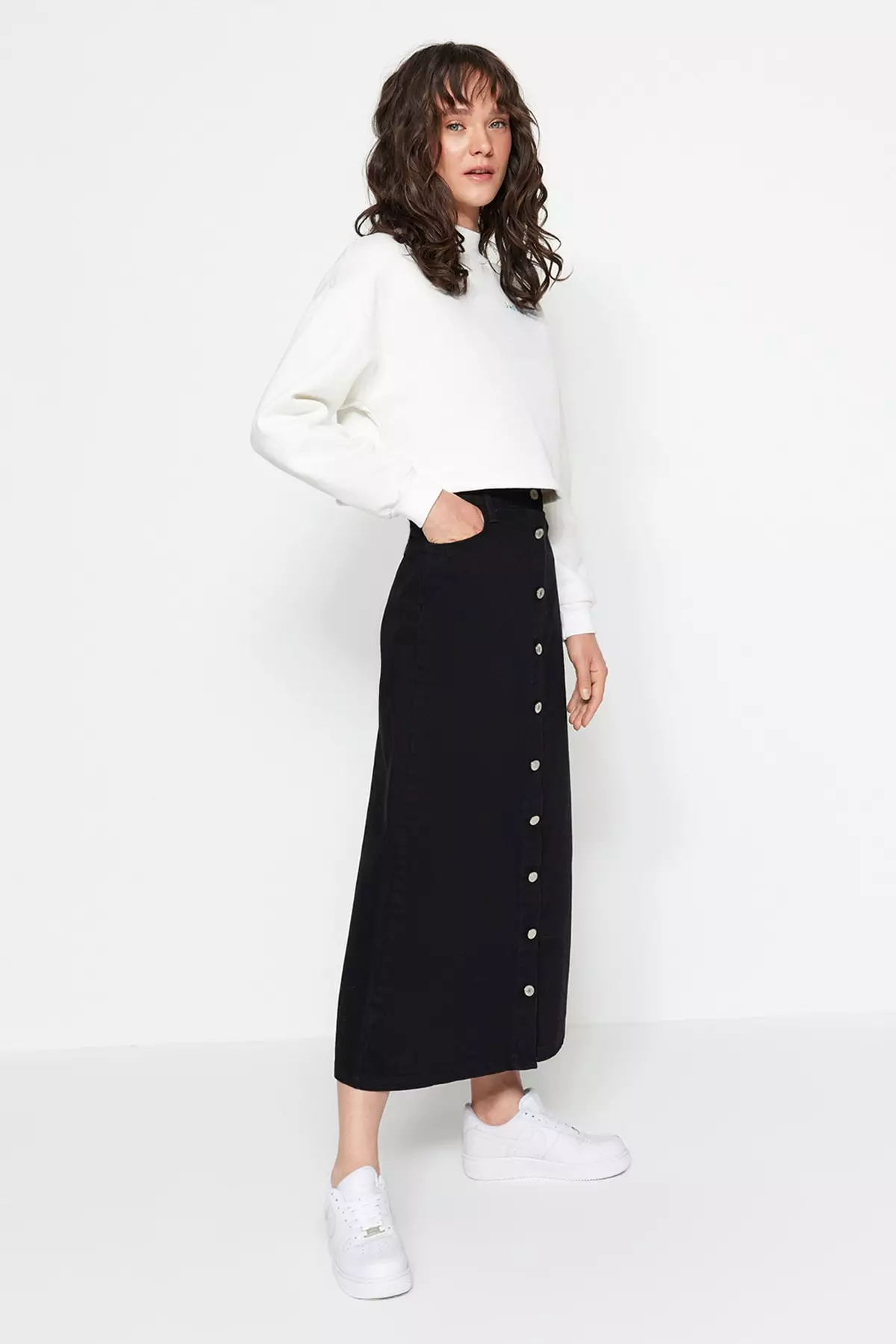 Black denim outlet skirt online