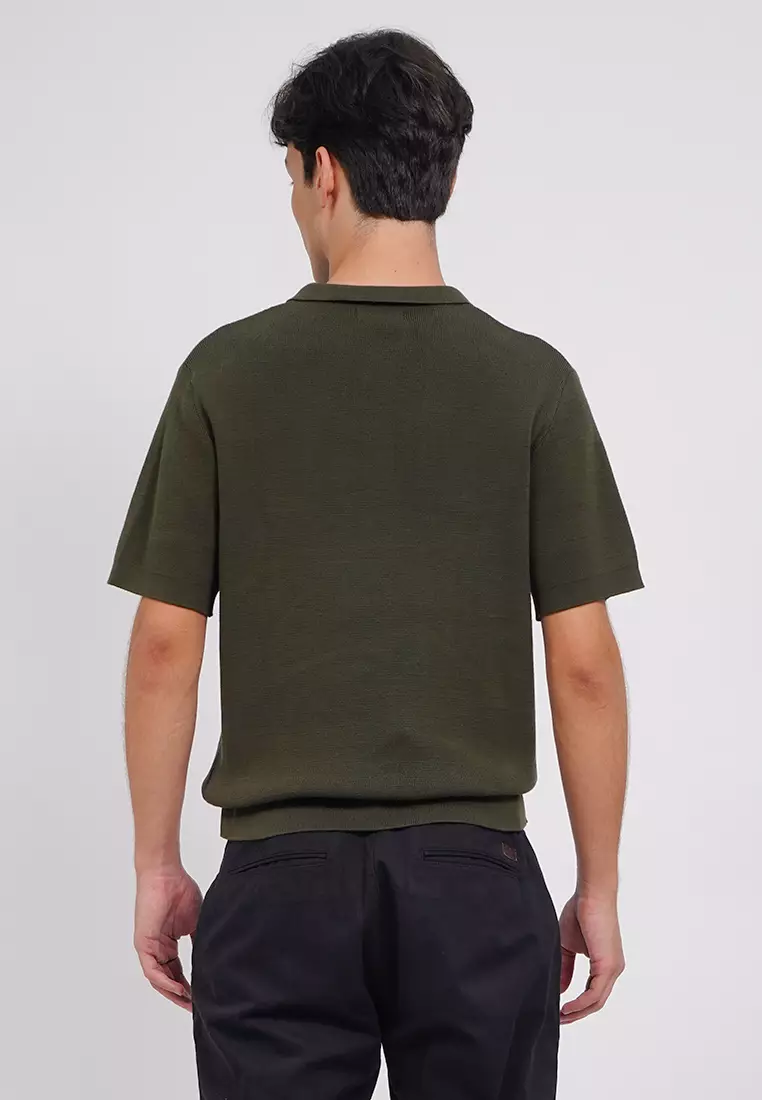 Textured Polo Shirt with Button