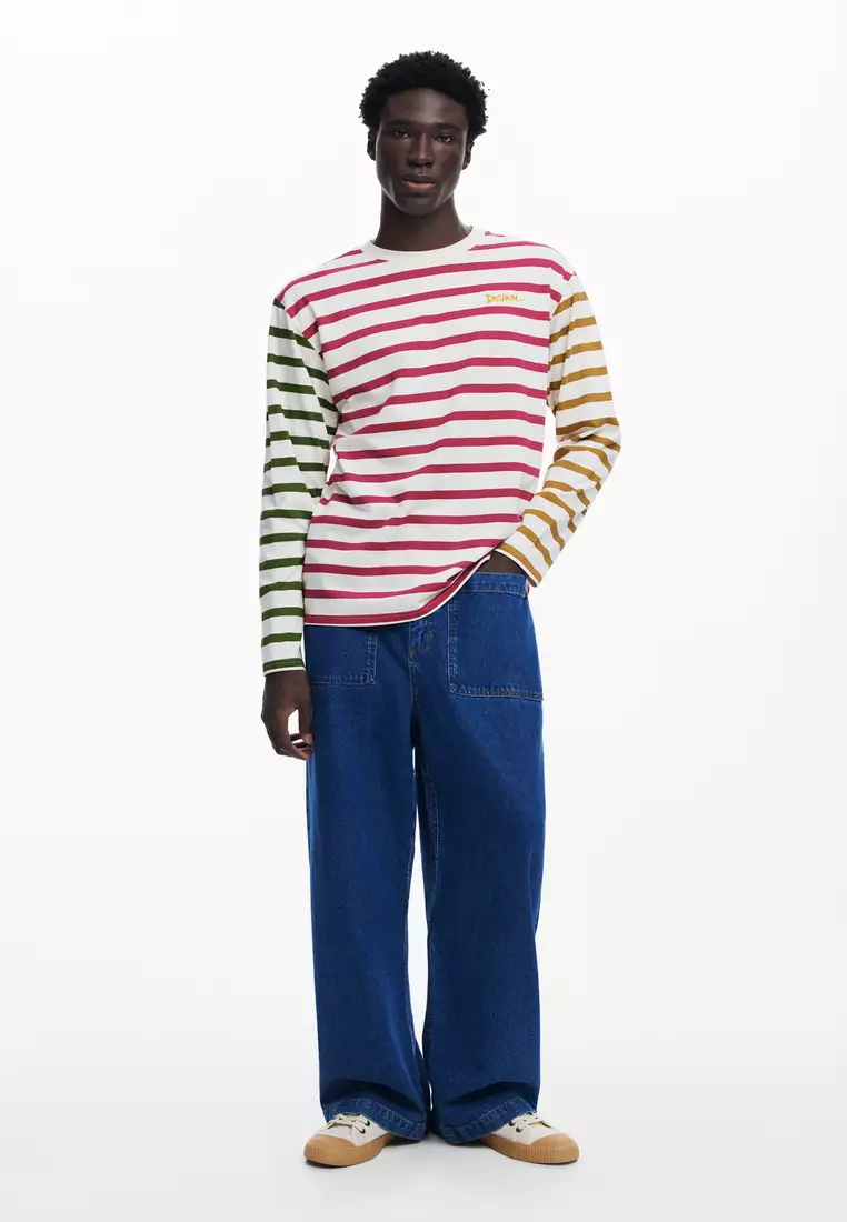 Desigual Man Multicolor striped T-shirt.