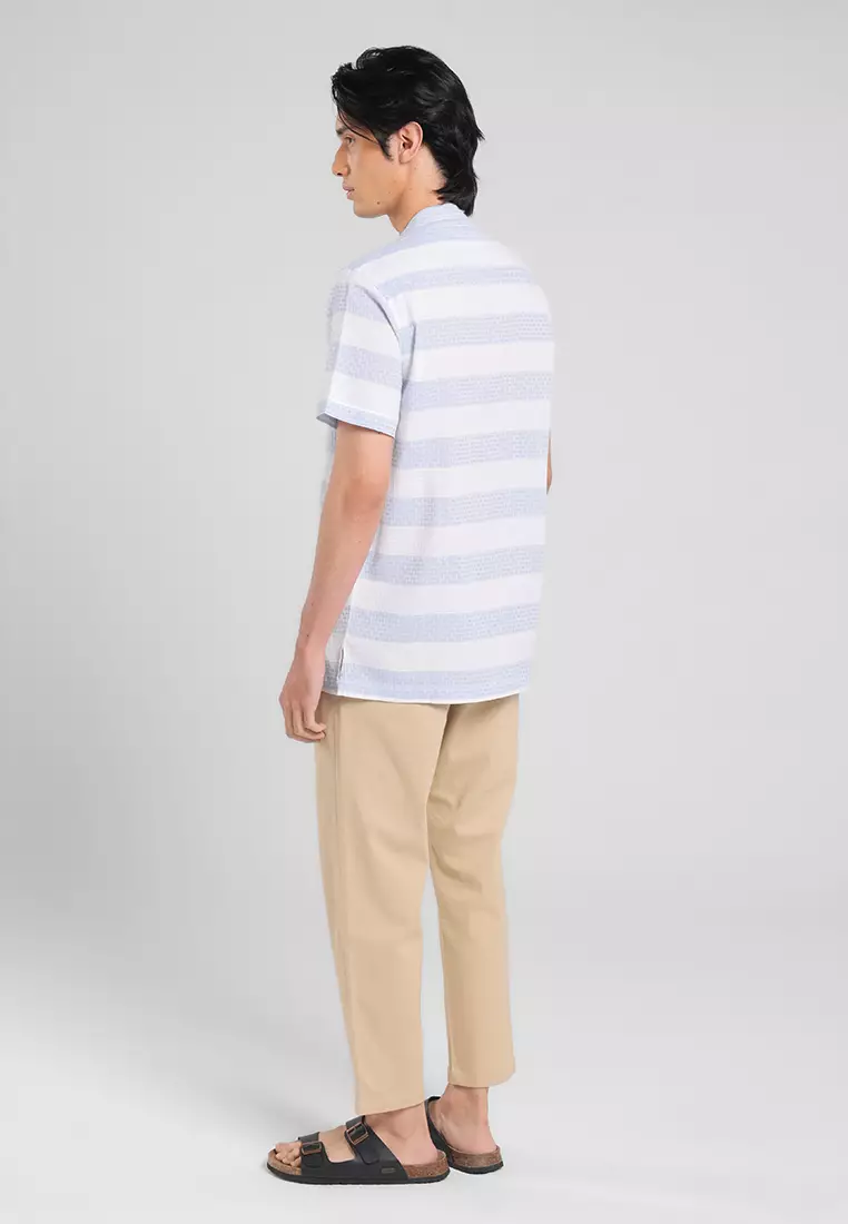 MANZONE X Adipati Dolken - Kemeja Koko Shanghai Lengen Pendek Ghaffar Comfort Fit - White Warna White