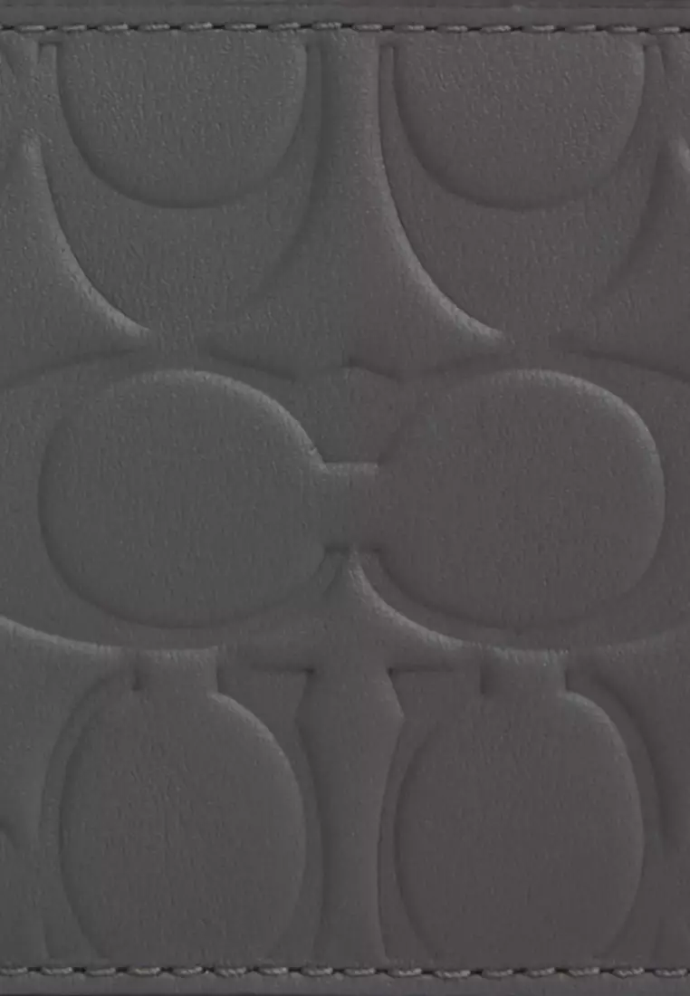 Compact Billfold Wallet In Signature Leather - Charcoal CAK34