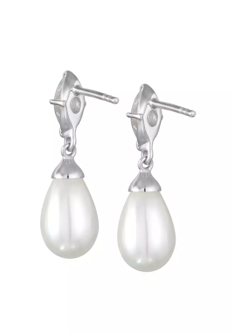 Anting Perhiasan Perak 925 Wanita Stud Zirconia Mutiara