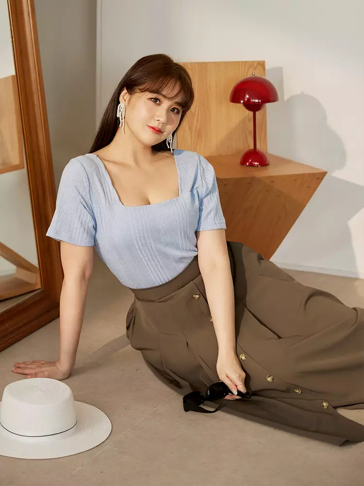 Button-down pleats A-line blazer-style long skirt [CA2959]