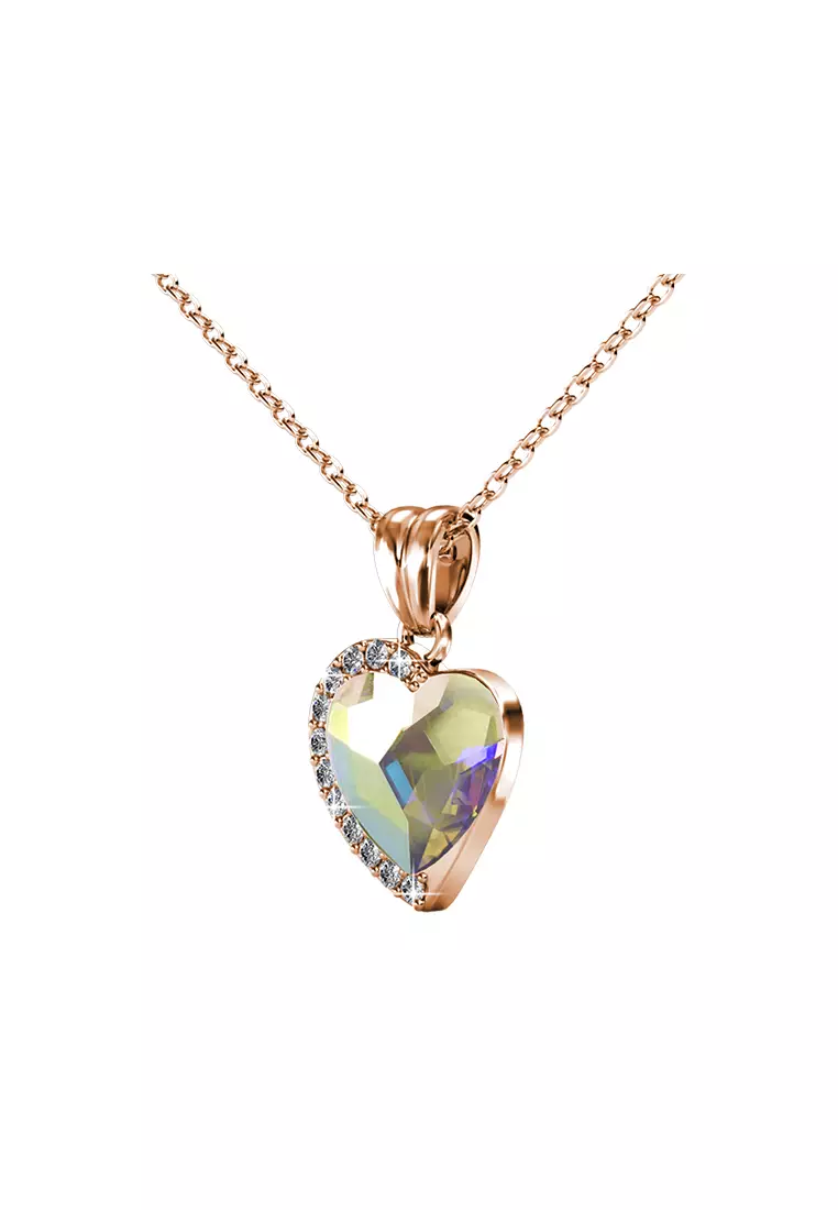 Fond Love Pendant AB Rainbow RG - Kalung Crystal Swarovski by Her Jewellery