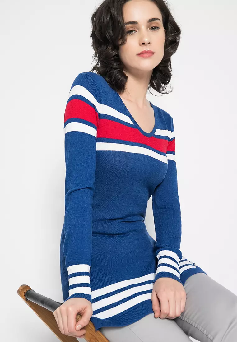 LGS - Sweater Wanita - Aksen Line - Biru - LLST.360.C645.043.7C L/S