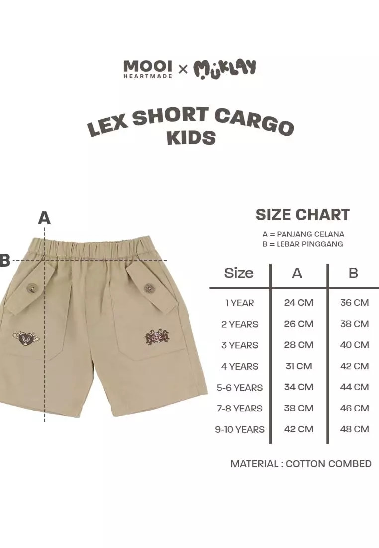 Mooi X Muklay Celana Pendek Cargo Anak Lex Short Cargo Pants Kids - Khaki