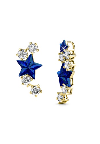 Her Jewellery gold Starry Hook Earrings (Blue, Yellow Gold) - Made with premium grade crystals from Austria 1CD27AC89CF95DGS_1