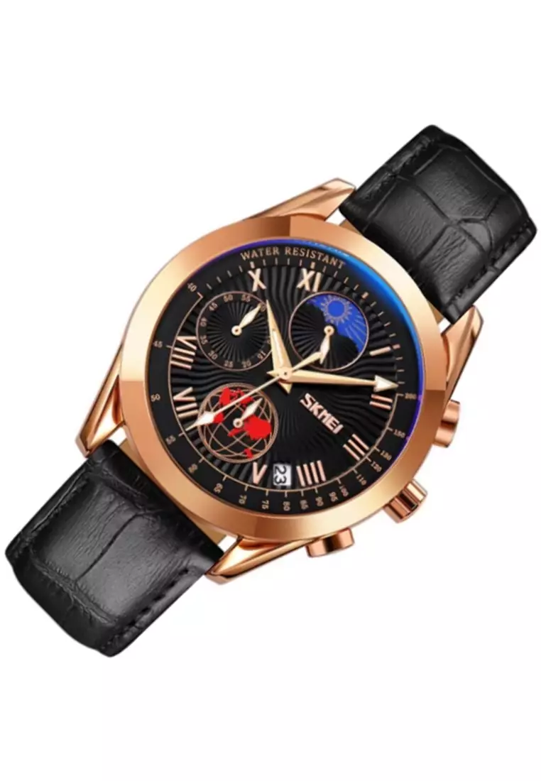 Jam Tangan Analog Pria Waterproof Many Function Strap Tali Material PU Leather BL42 ORIGINAL