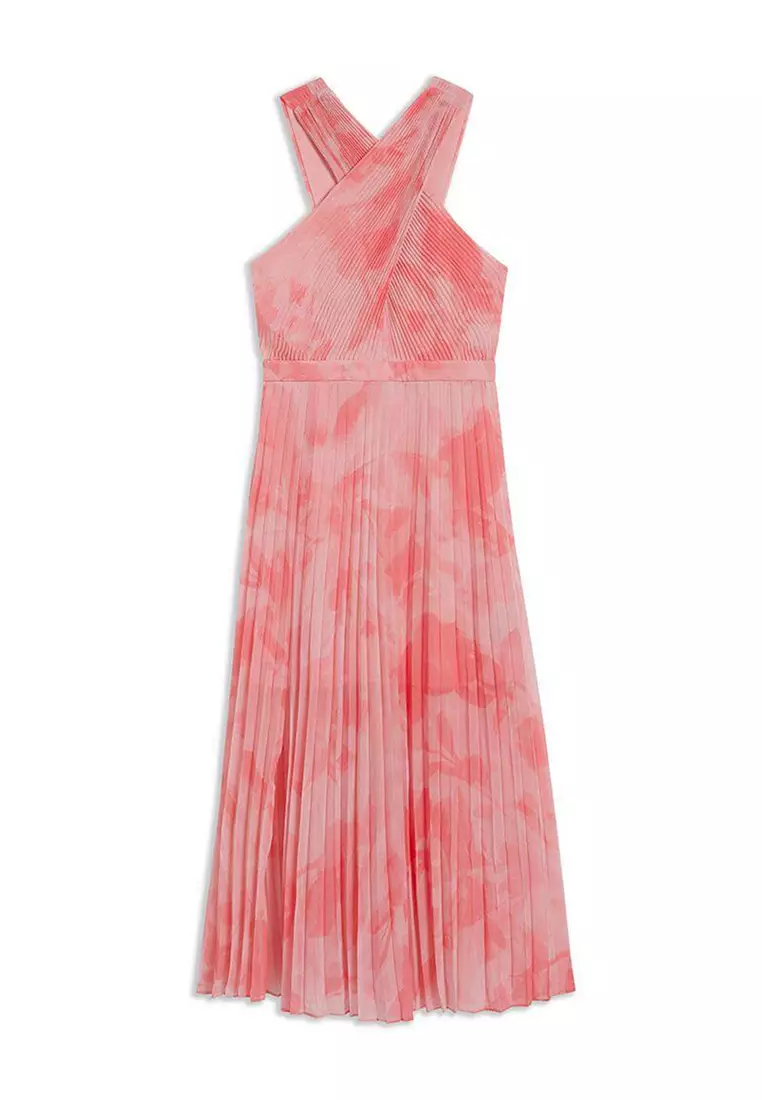 Ted baker pink pleated hot sale dress