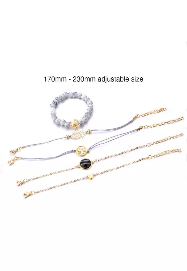 Bohemian 5-Piece Charm Bead Bracelet Set - 265