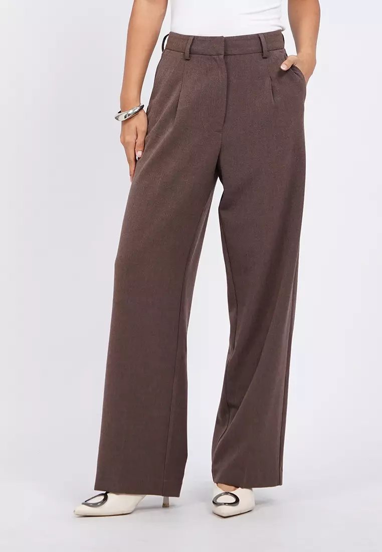 Loose Straight Pants with Front Pleats
