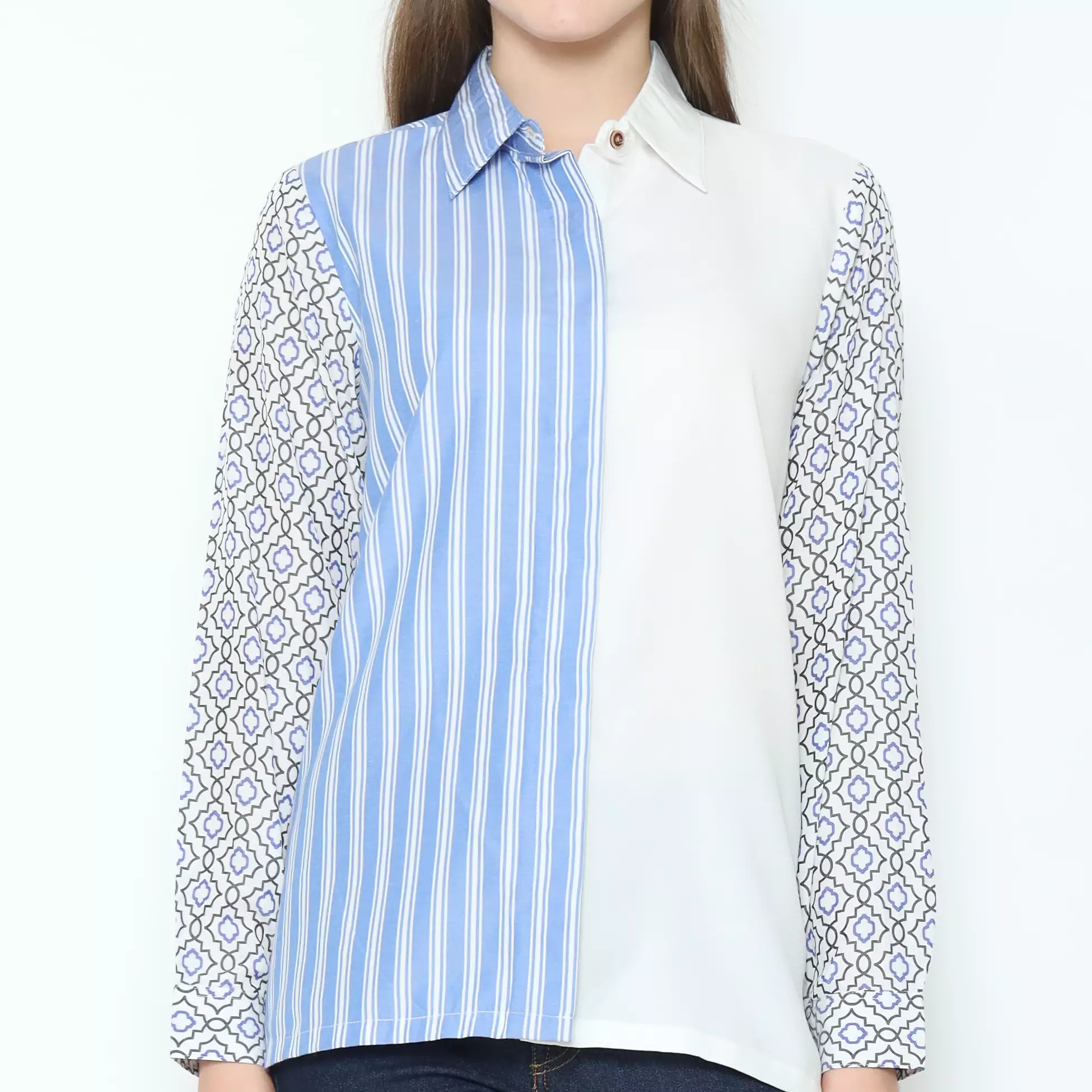 Blouse Batik Wanita - Bhatara Batik Rinaya - Atasan Batik Modern Lengan Panjang