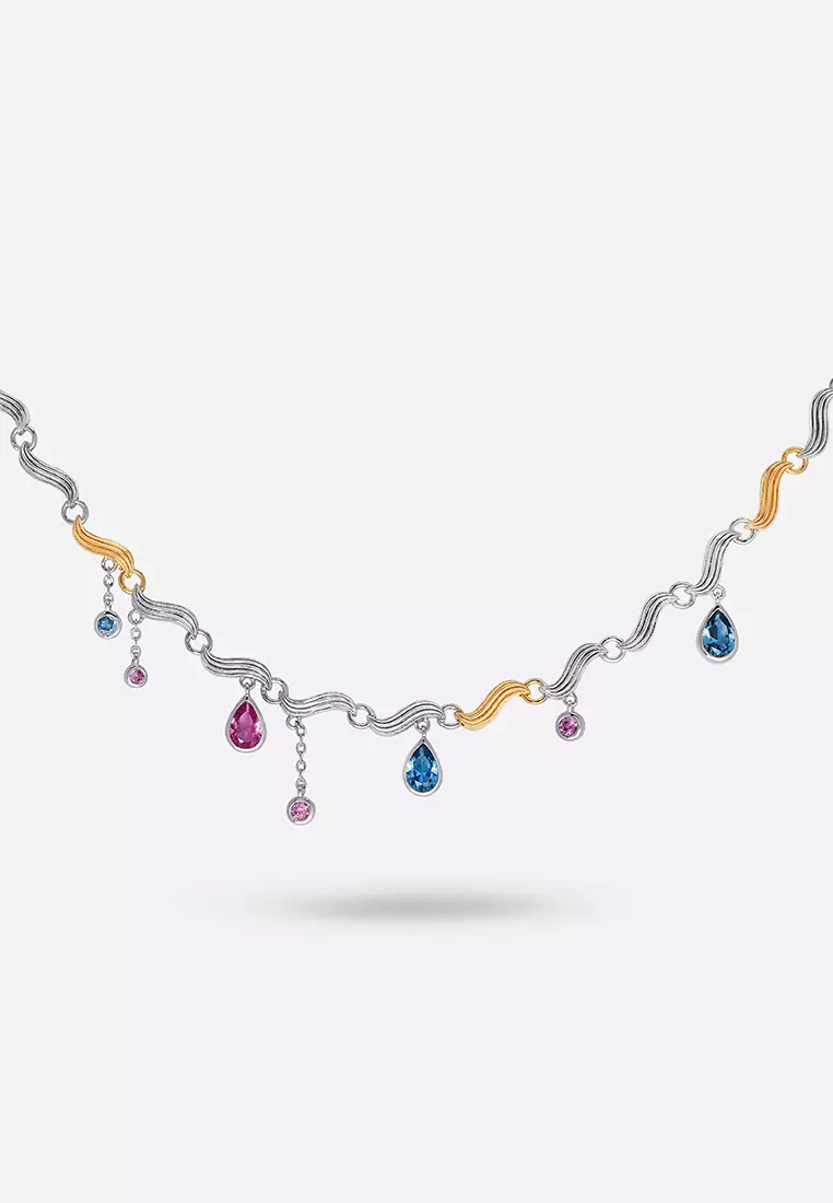 Drip Duo-Toned Multi-Sapphire Necklace