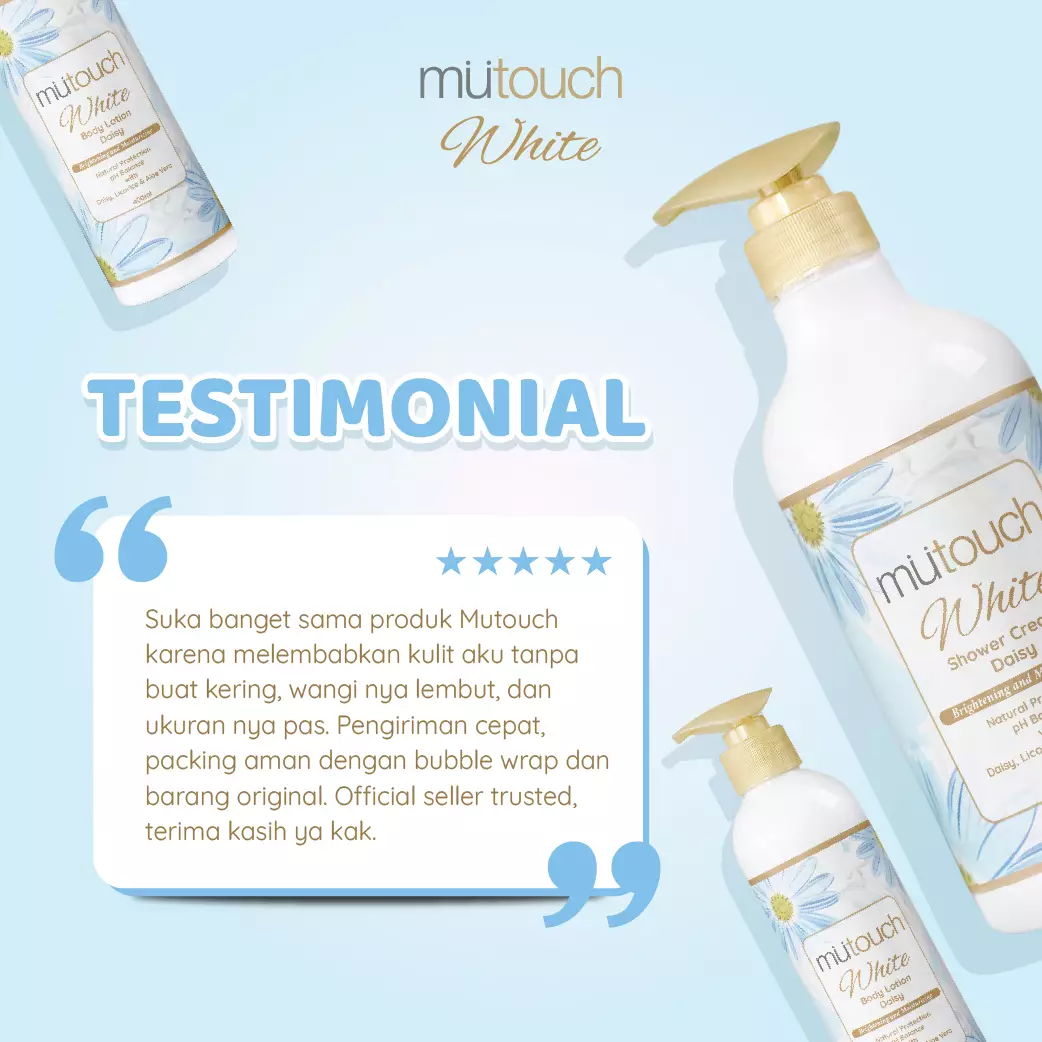 Mutouch White Shower Cream Brightening and Moisturizing – Daisy 750ml FREE SHOWER PUFF