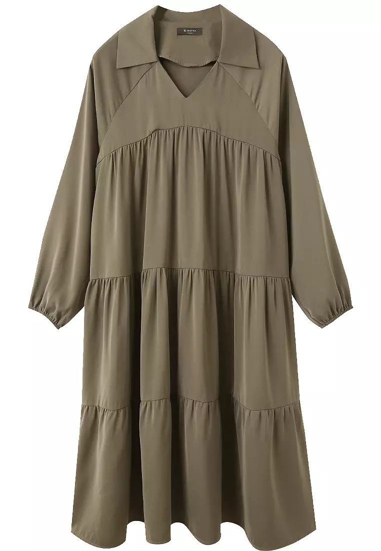 V-Neck Puff Sleeve Maxi Dress [DA9957]