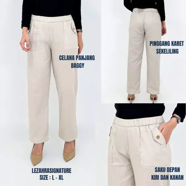 Emy Basic Korean Pants - Celana Panjang Wanita Polos KREM