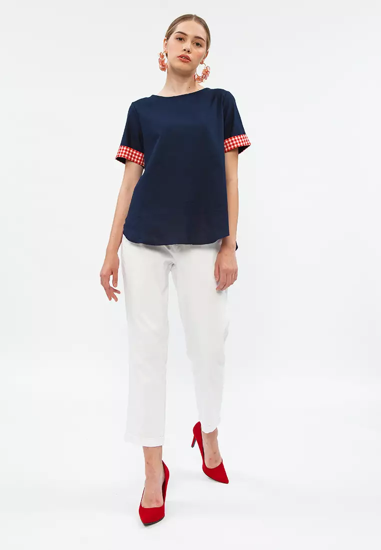 Contrast Cuff Top R Dark Navy